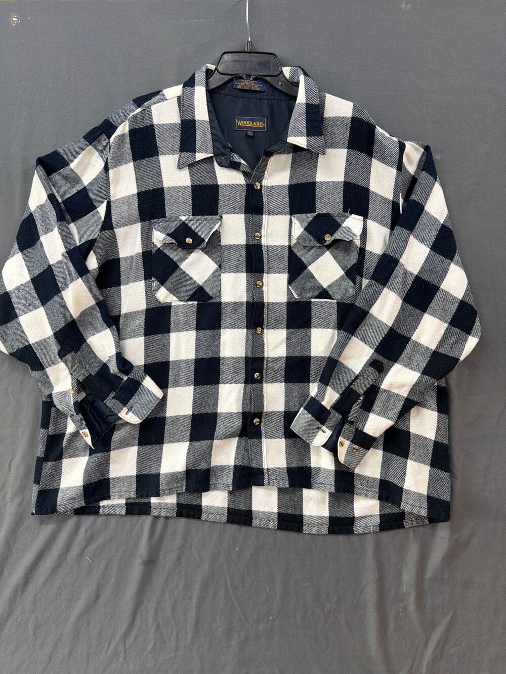 Woolland Big 3X Buffalo Plaid Flannel Shirt Jacket Sherpa Lined Black White